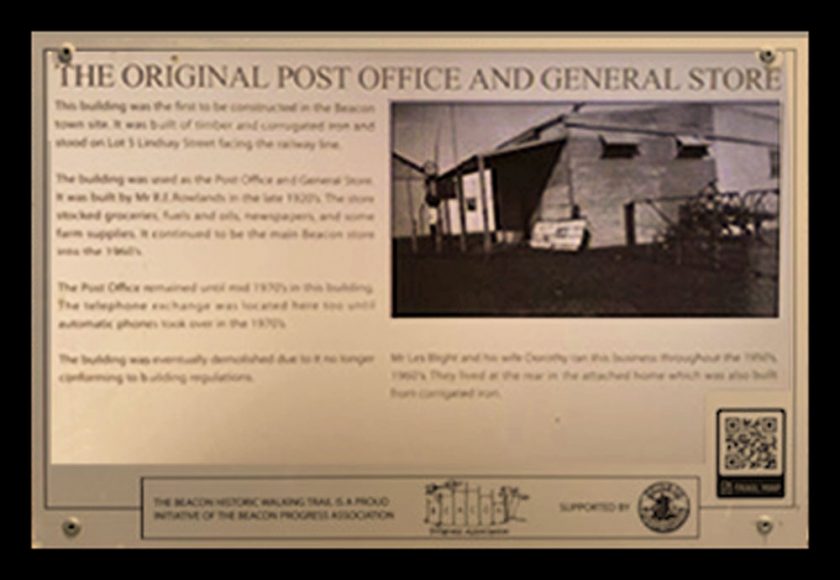 A Historic Walking Trail plaque of the original Beacon Post Office