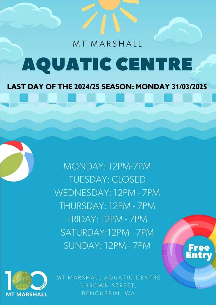 Aquatic Centre Closing Dates